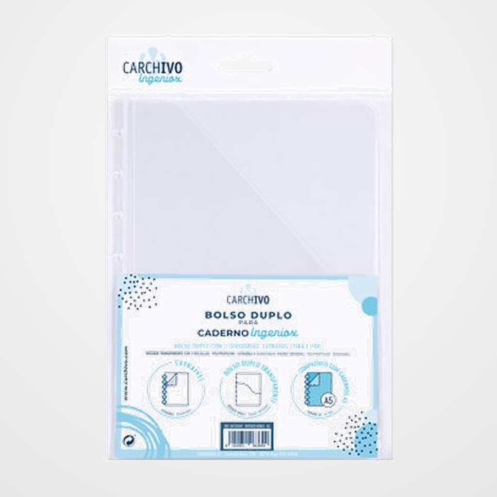 DOSIER con DOBLE BOLSA CARCHIVO INGENIOX PP A5 TRANSPARENTE