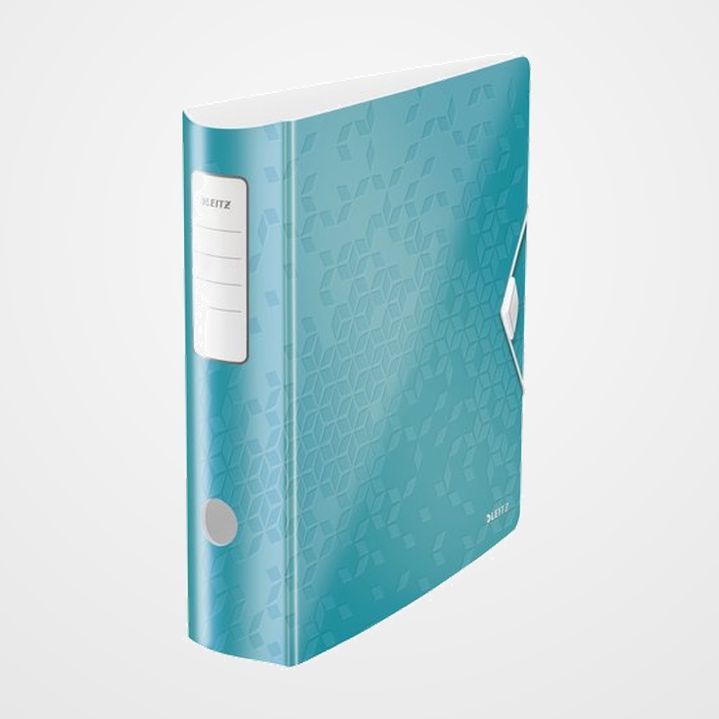 [11601895] ARCHIVADOR palanca LEITZ ACTIVE WOW POLYFOAM A4 180º 75mm LOMO CURVADO Y CIERRE CON GOMA TURQUESA METALIZADO
