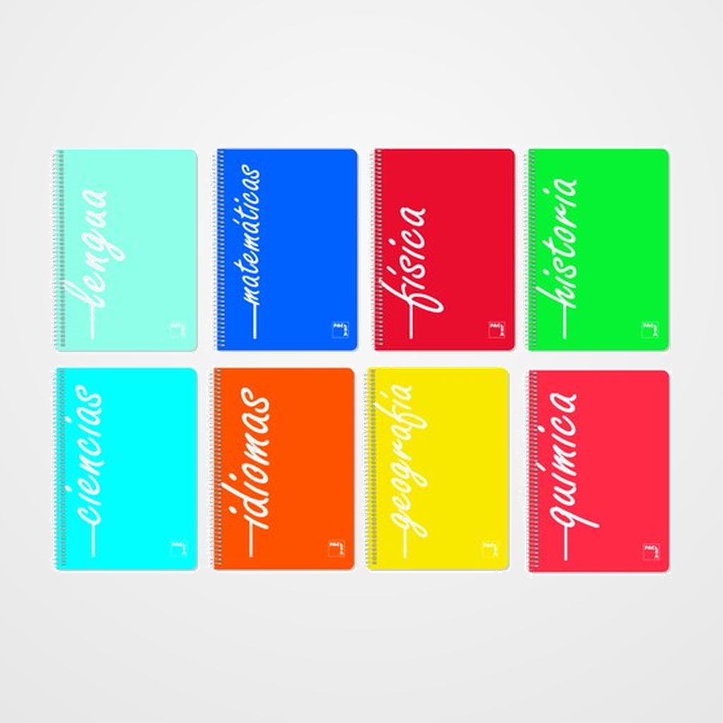 BLOC PACSA ASIGNATURAS tapa PP Fº 80h HORIZONTAL 90g SURTIDO (8 mod.)