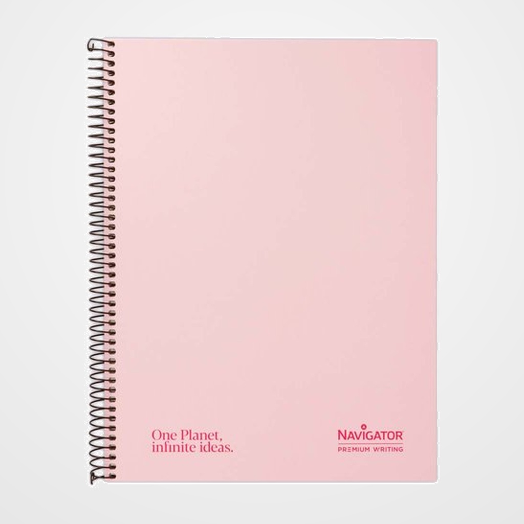 BLOC NAVIGATOR micro.tapa EXTRA A4+ 120h CUADRIC.5x5 80g 5 COL. BANDA PASTEL ROSA