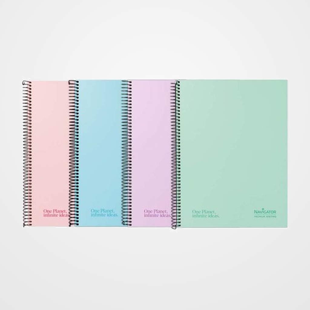 BLOC NAVIGATOR micro.tapa EXTRA A4+ 120h CUADRIC.5x5 80g 5 COL. BANDA PASTEL SURTIDO (4 col.)