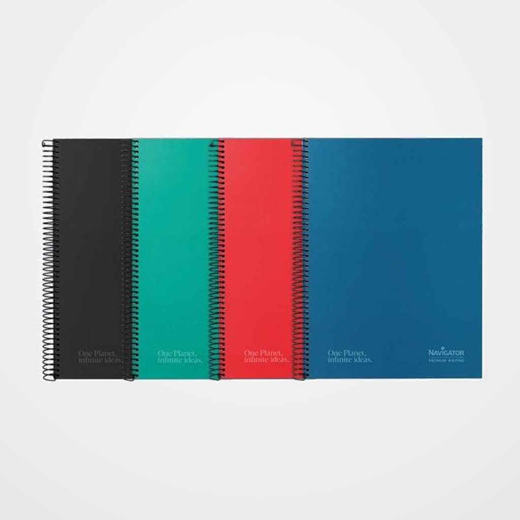 BLOC NAVIGATOR micro.tapa EXTRA A4+ 120h CUADRIC.5x5 80g 5 COL. BANDA SURTIDO (4 col. vivos)