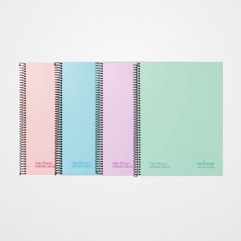 BLOC NAVIGATOR micro.tapa EXTRA A4+ 120h HORIZONTAL 80g 5 COL. BANDA PASTEL SURTIDO (4 col.)