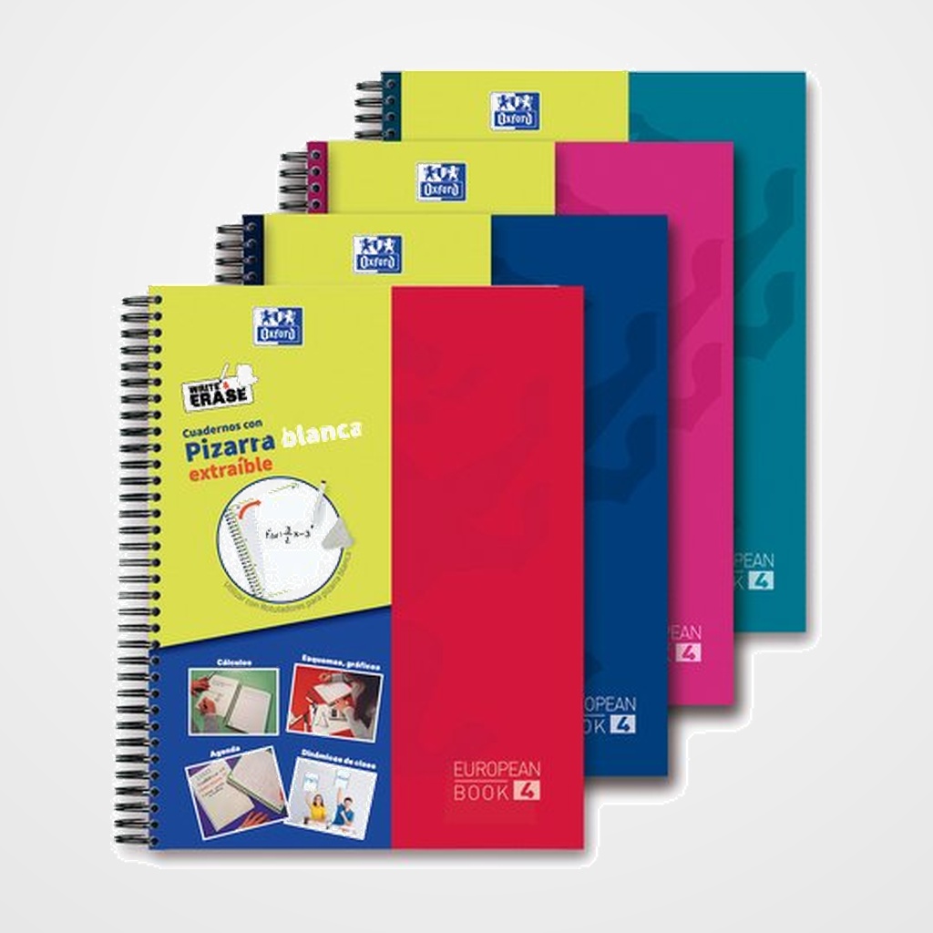 BLOC OXFORD SCHOOL EU.BOOK 4 micro.tapa EXTRA A4+ 120h CUADRIC.5x5 90g SURTIDO (4 col.)
