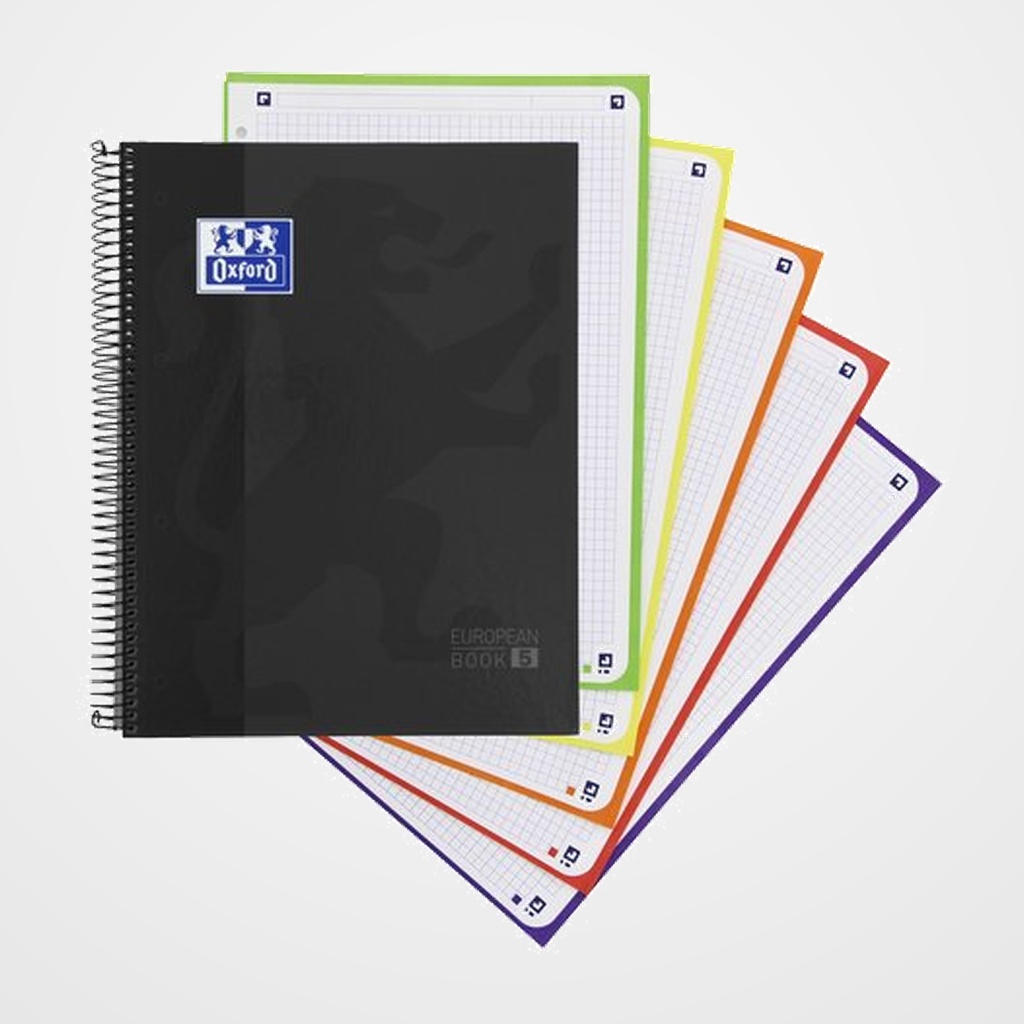 BLOC OXFORD SCHOOL EU.BOOK 5 micro.tapa EXTRA A4+ 120h CUADRIC.5x5 90g NEGRO (50% hjs GRATIS)