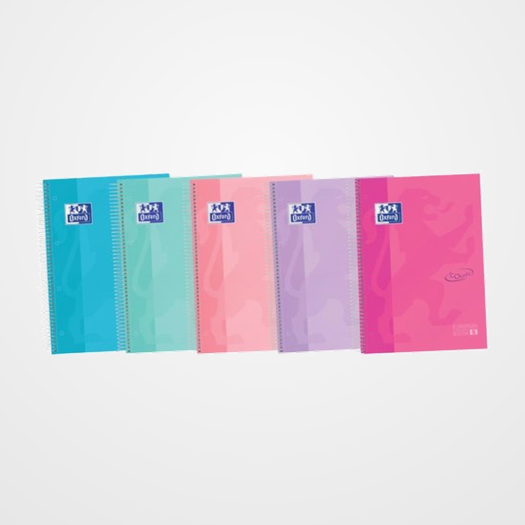 BLOC OXFORD SCHOOL EU.BOOK 5 TOUCH micro.tapa EXTRA A4+ 120h CUADRIC.5x5 90g SURTIDO (5 col. pastel)