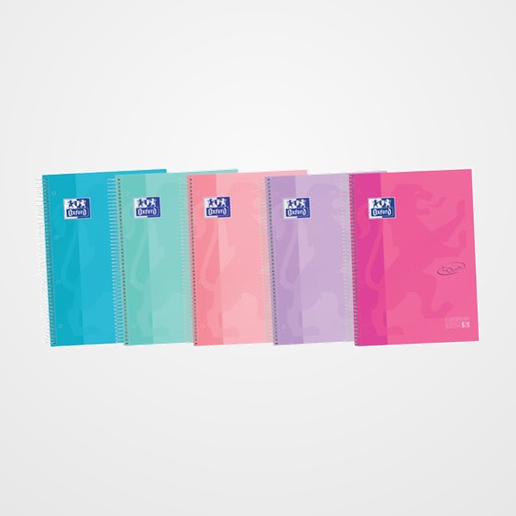BLOC OXFORD SCHOOL EU.BOOK 5 TOUCH micro.tapa EXTRA A4+ 120h HORIZONTAL 90g SURTIDO (5 col. pastel)