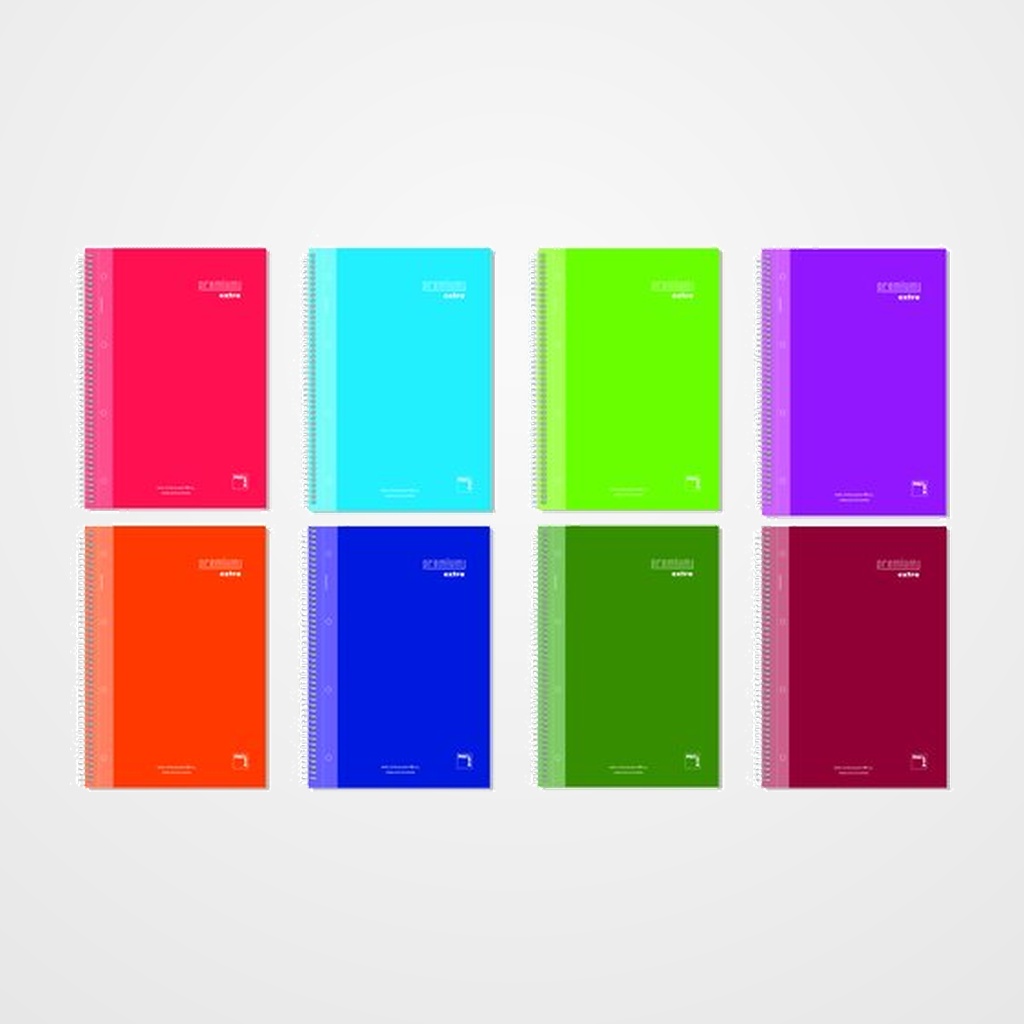 BLOC PACSA PREMIUM EXTRA micro.tapa EXTRA A4 120h CUADRIC.5x5 90g 5 COL. BANDA SURTIDO (8 col.)