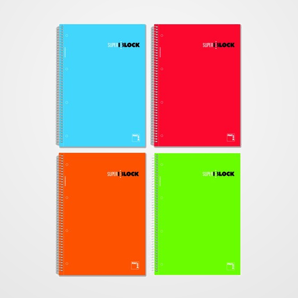 BLOC PACSA SUPERBLOC micro.tapa EXTRA A4 160h HORIZONTAL 60g SURTIDO (4 col.)