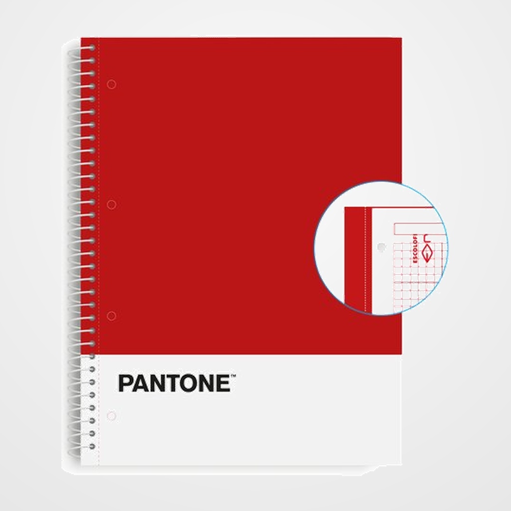 BLOC ESCOLOFI NOTEBOOK PANTONE BASIC A4 80h  CUADRIC.5x5 90g ROJO