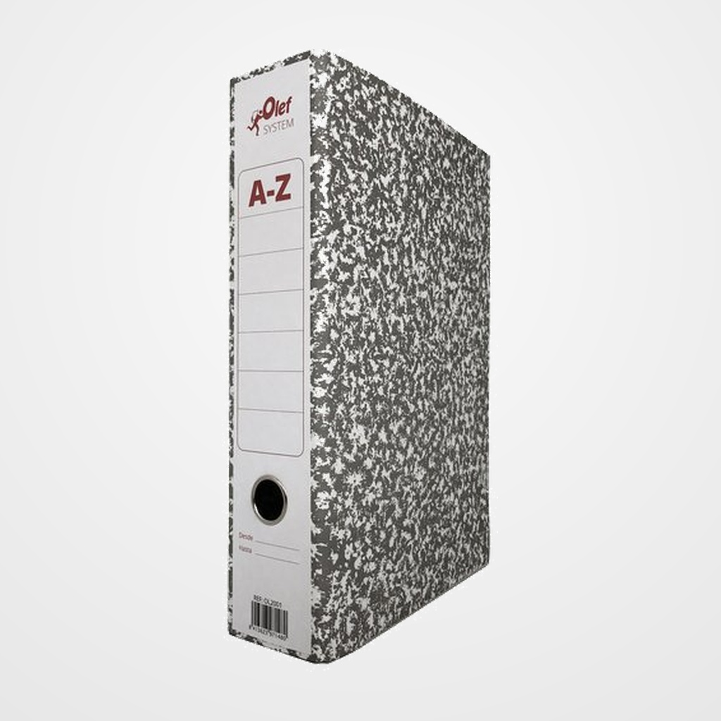 ARCHIVADOR palanca OLEF CARTON JASPEADO GRIS Fº 75mm
