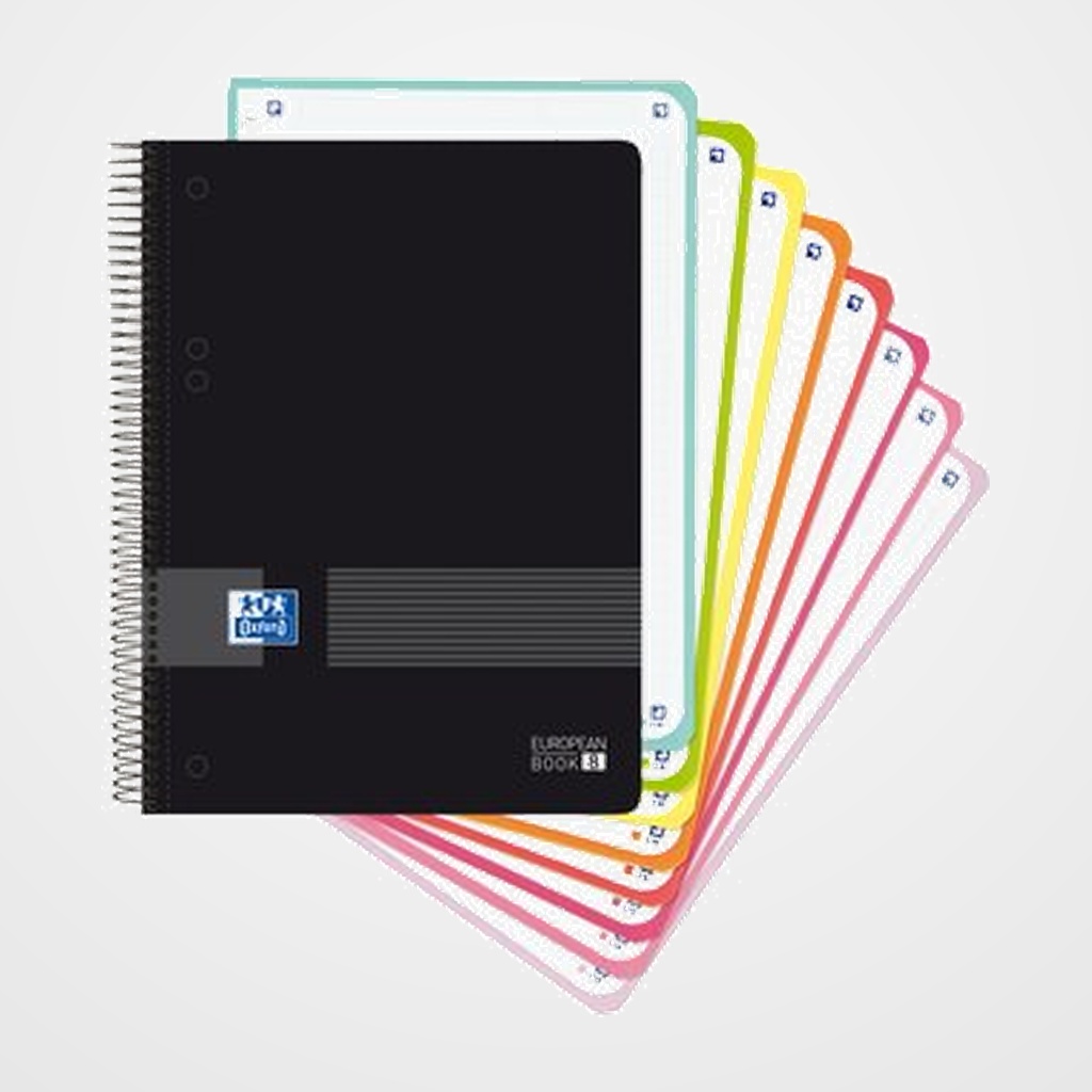 BLOC OXFORD BLACK N´COLORS EU.BOOK 8 micro.tapa PP A5+ 160h CUADRIC. 5x5 90g NEGRO