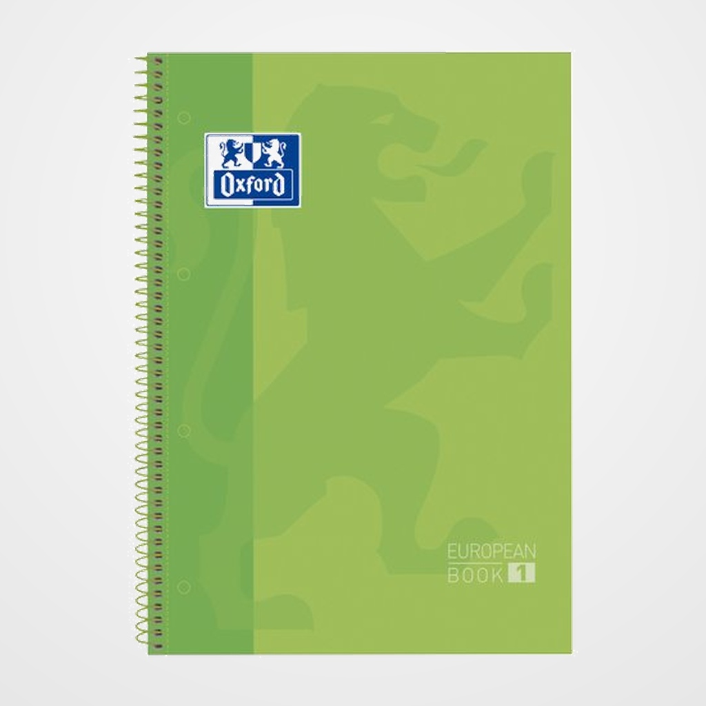 BLOC OXFORD SCHOOL EU.BOOK 1 micro.tapa EXTRA A4+  80h CUADRIC.5x5 90g VERDE FLUO