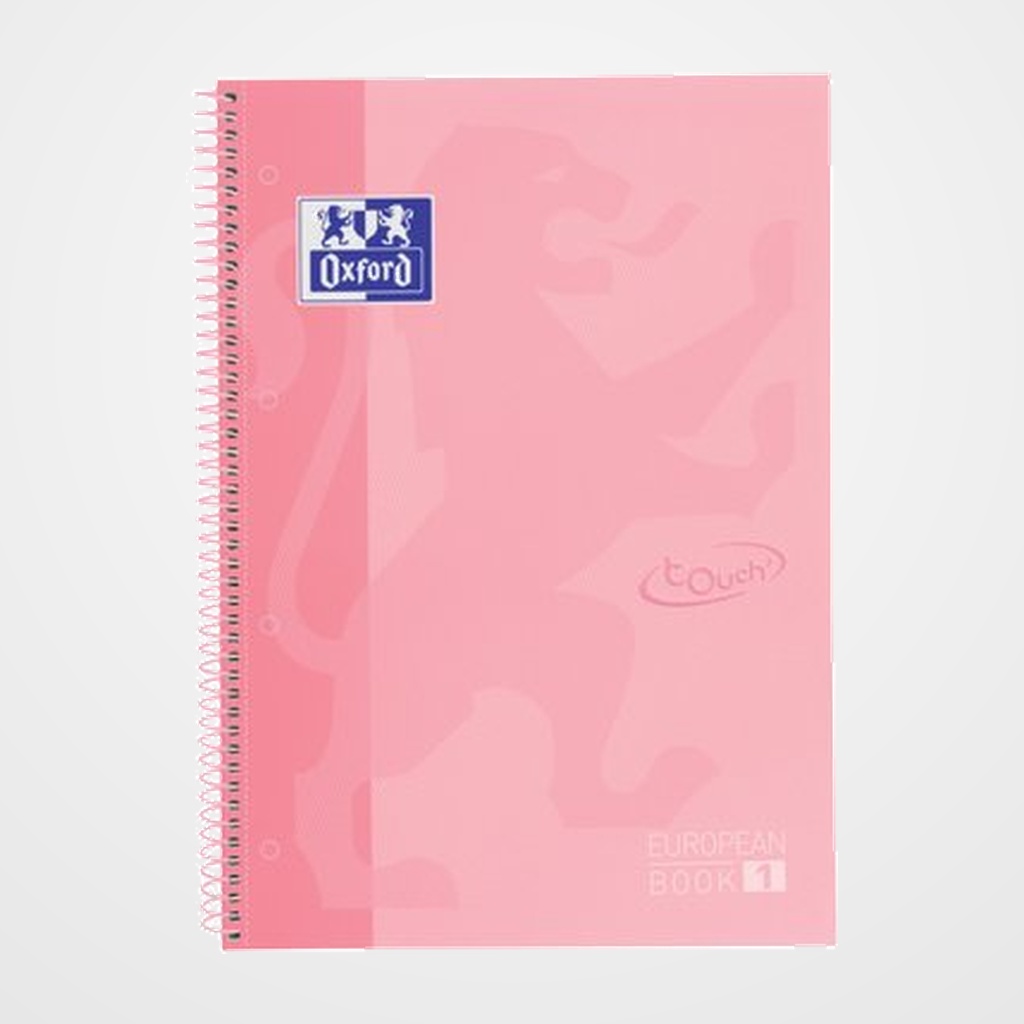 BLOC OXFORD SCHOOL EU.BOOK 1 TOUCH micro.tapa EXTRA A4+ 80h CUADRIC.5x5 90g FLAMINGO PASTEL