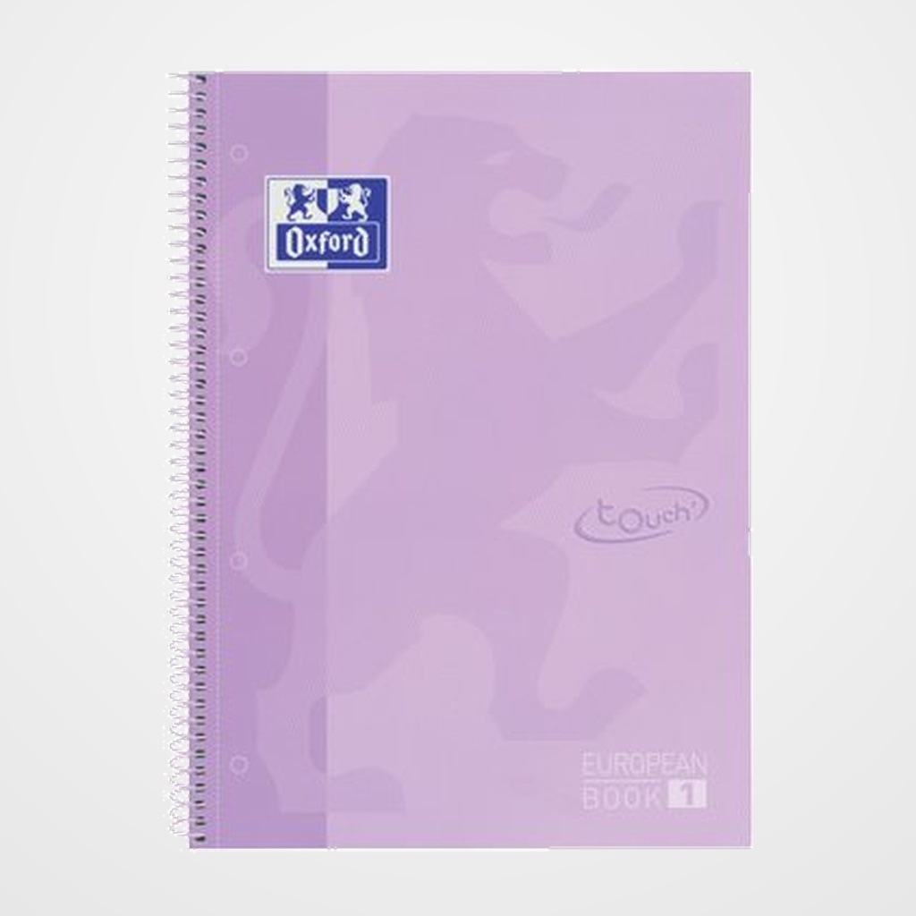 BLOC OXFORD SCHOOL EU.BOOK 1 TOUCH micro.tapa EXTRA A4+ 80h CUADRIC.5x5 90g LAVANDA PASTEL
