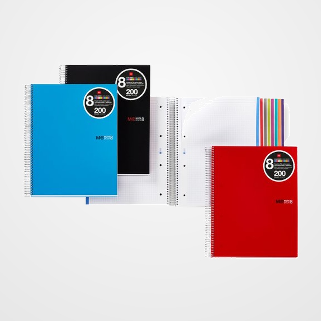 BLOC MIQUELRIUS THE ORIGINAL NOTEBOOK 8 micro.tapa PP A4 200h 70g CUADRIC.5x5 ROJO