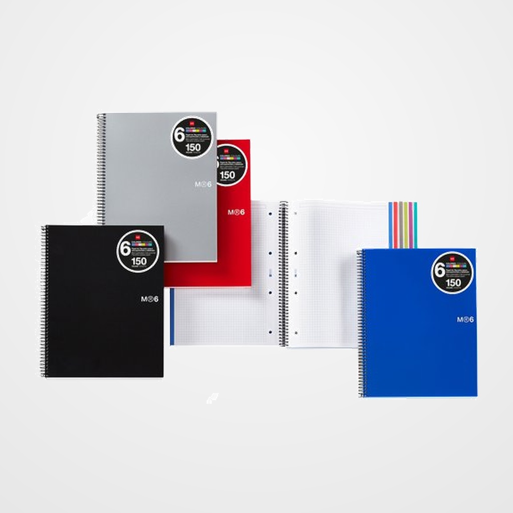 BLOC MIQUELRIUS THE ORIGINAL NOTEBOOK 6 micro.tapa PP A4 150h 70g CUADRIC.5x5 ROJO