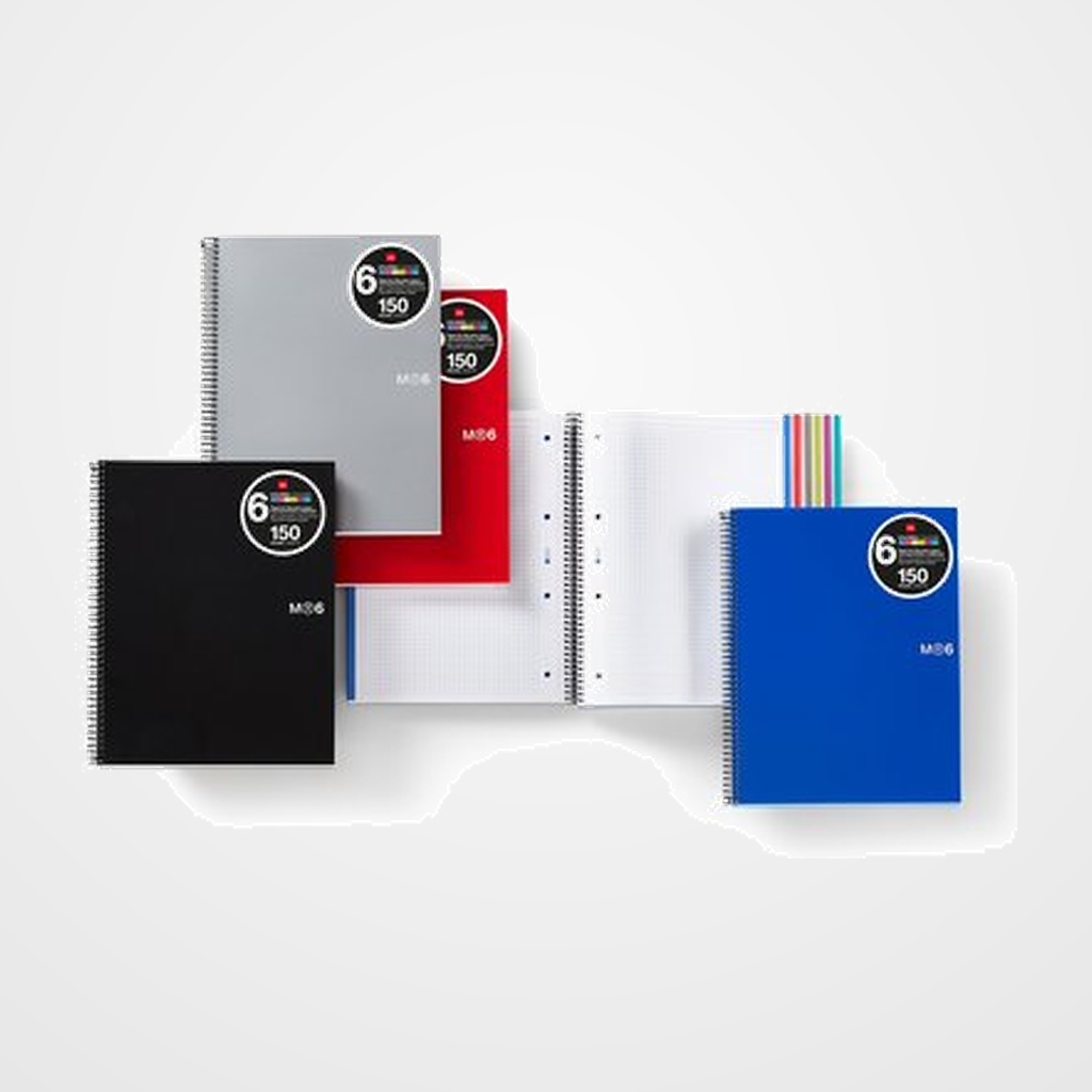 BLOC MIQUELRIUS THE ORIGINAL NOTEBOOK 6 micro.tapa PP A5 150h 70g CUADRIC.5x5 ROJO