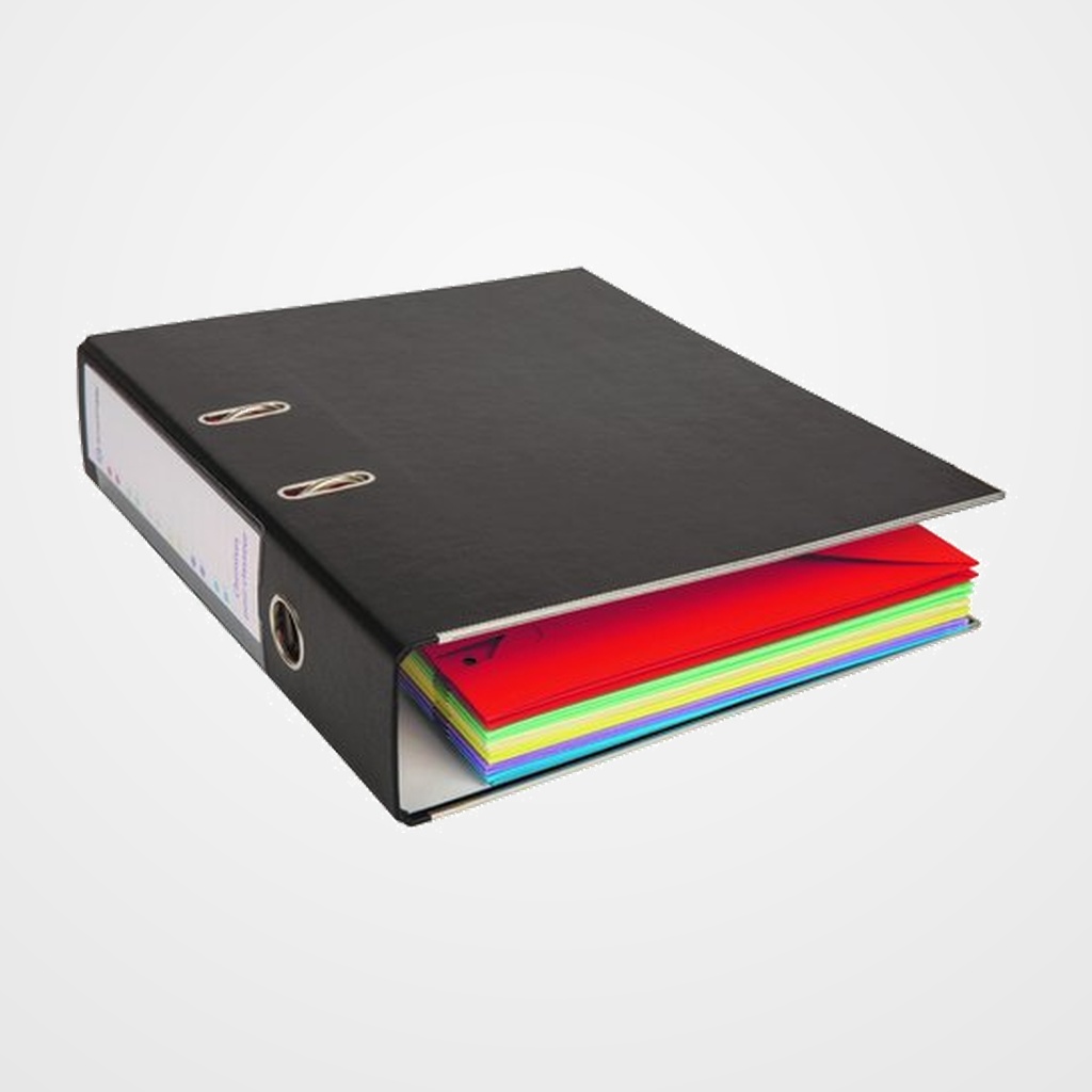 ARCHIVADOR palanca TARIFOLD CARTON FORRADO A4+ 2an. NEGRO (incluye 12 smartfolder surtidos)