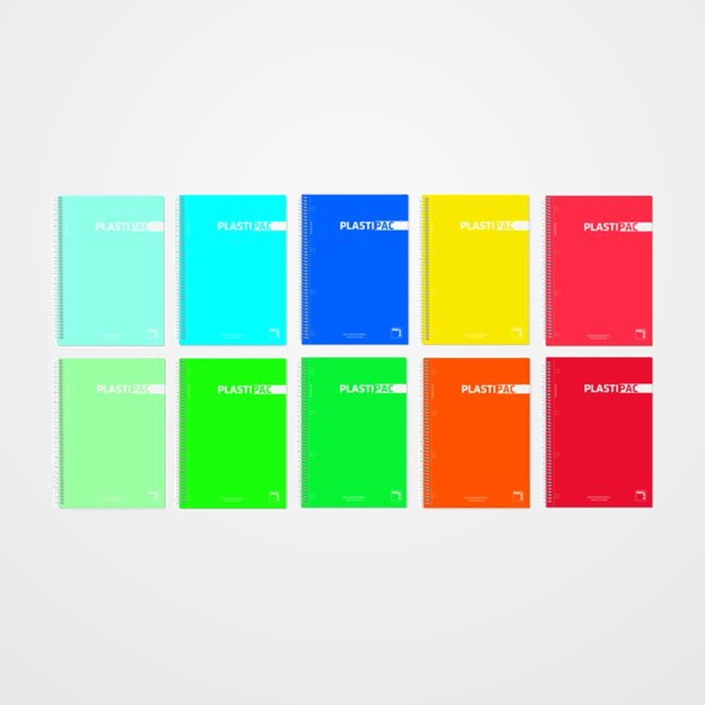 BLOC PACSA PLASTIPAC micro.tapa PP A4 100h HORIZONTAL 90g 5 COL. BANDA SURTIDO (10 col.)