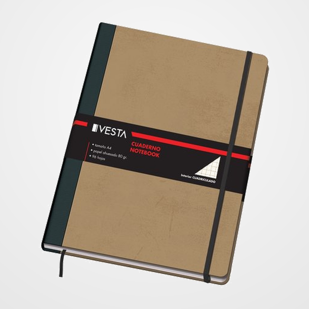 CUADERNO VESTA NATURE A4 96h 80gr. CUADRC.5x5 con GOMA
