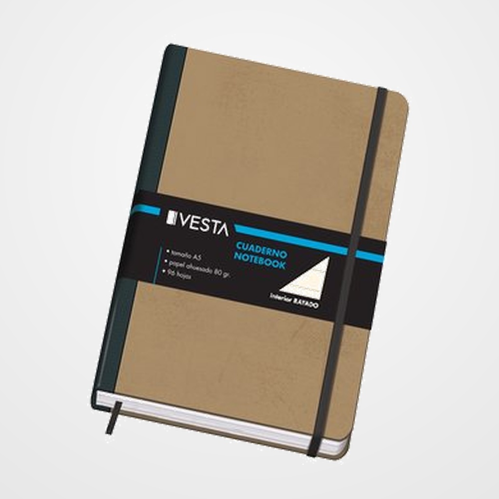 CUADERNO VESTA NATURE A5 96h 80gr. HORIZONTAL con GOMA