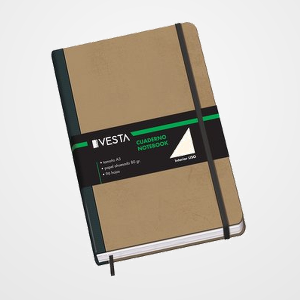 CUADERNO VESTA NATURE A5 96h 80gr. LISO con GOMA