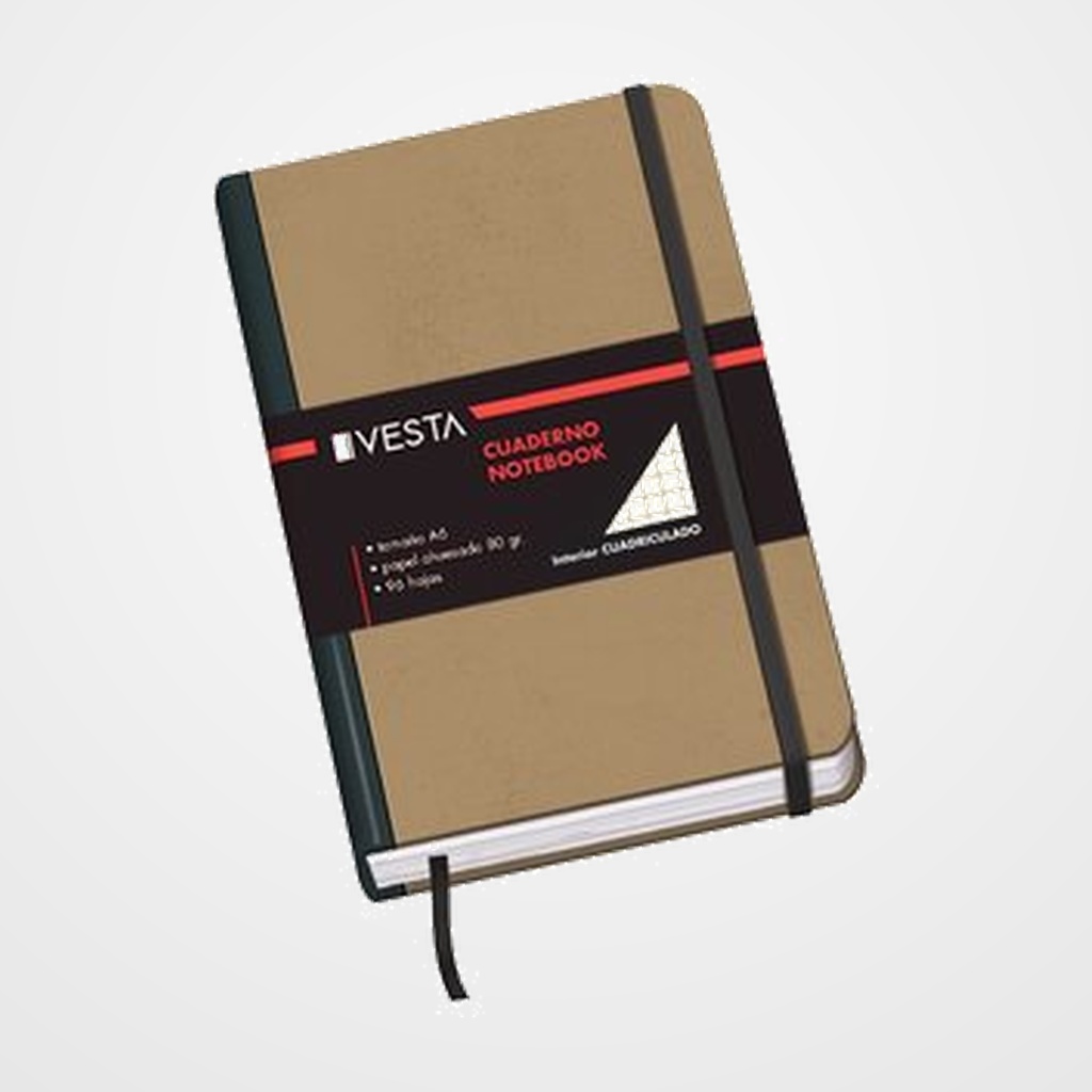 CUADERNO VESTA NATURE A6 96h 80gr. CUADRC.5x5 con GOMA