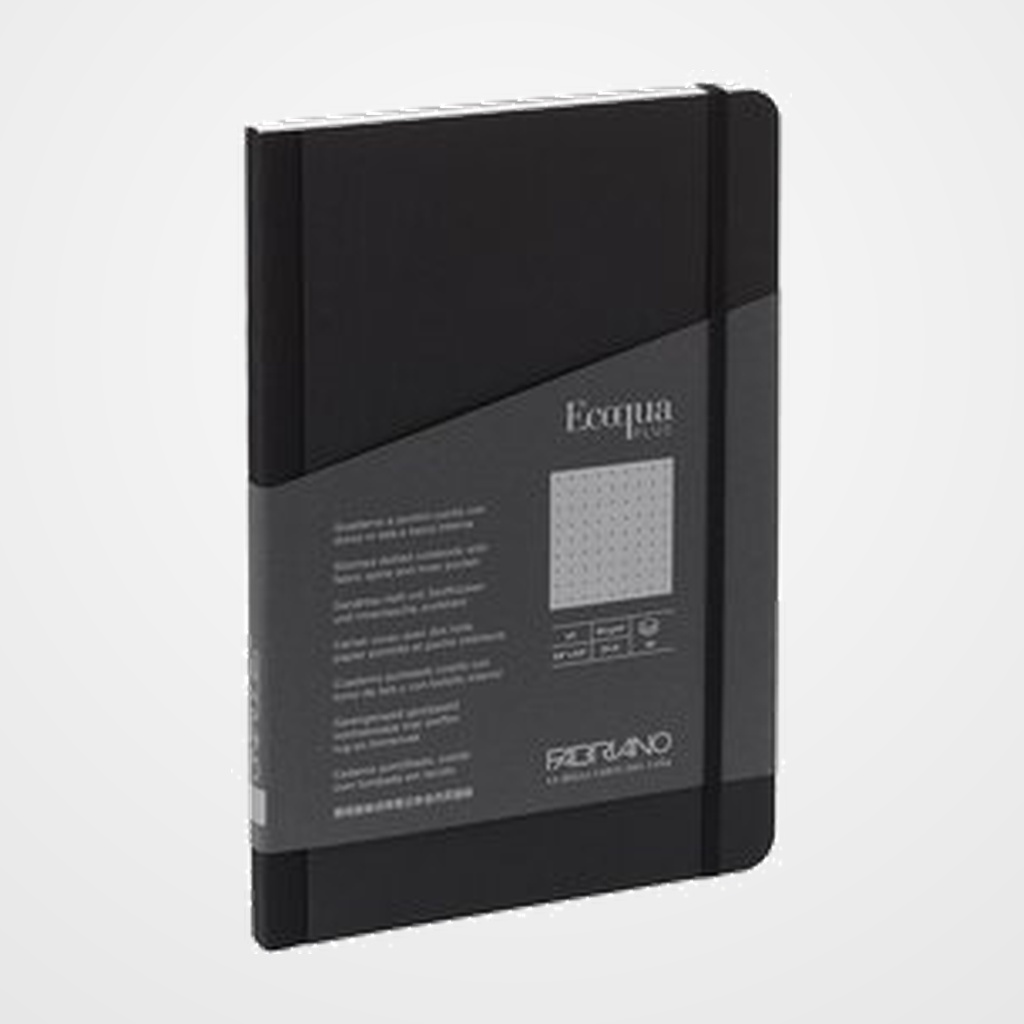 CUADERNO FABRIANO ECOQUA PLUS TELA A5 80hj. 90gr. PUNTOS DOTS NEGRO