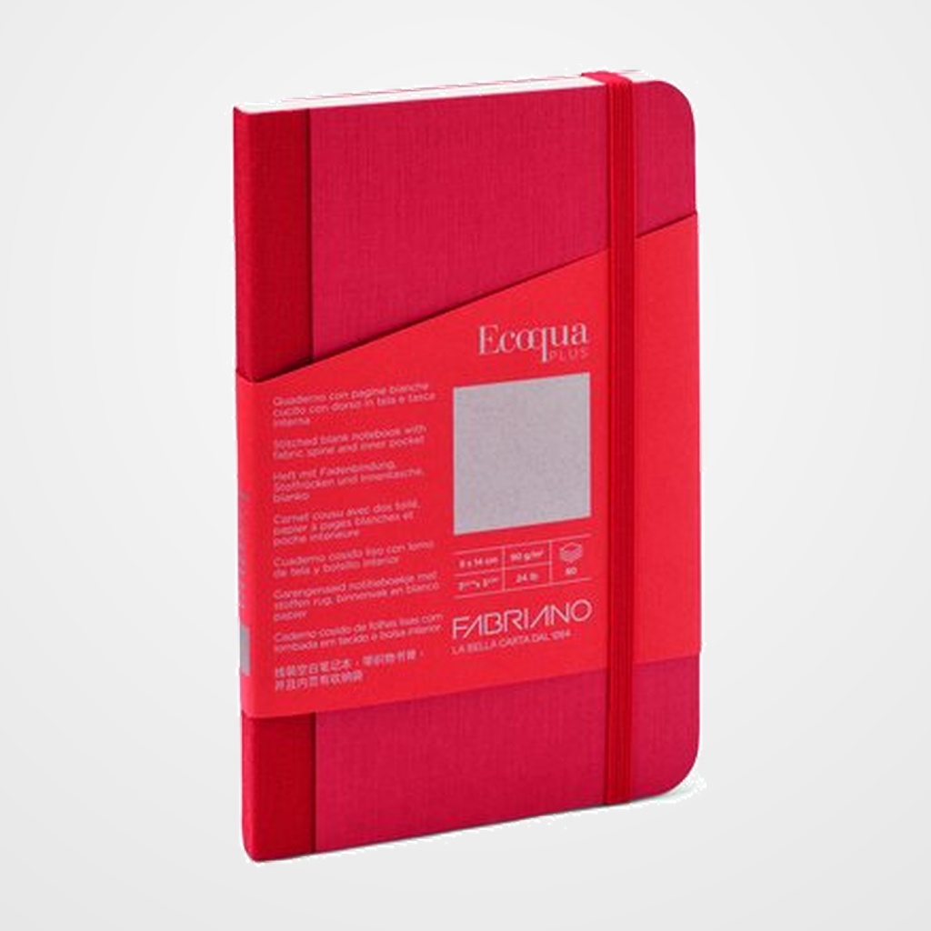 [12601511] CUADERNO FABRIANO ECOQUA PLUS TELA 9x14 80hj. 90gr. LISO FRAMBUESA