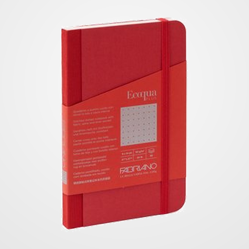 CUADERNO FABRIANO ECOQUA PLUS TELA 9x14 80hj. 90gr. PUNTOS DOTS FRAMBUESA (LAMPONE)