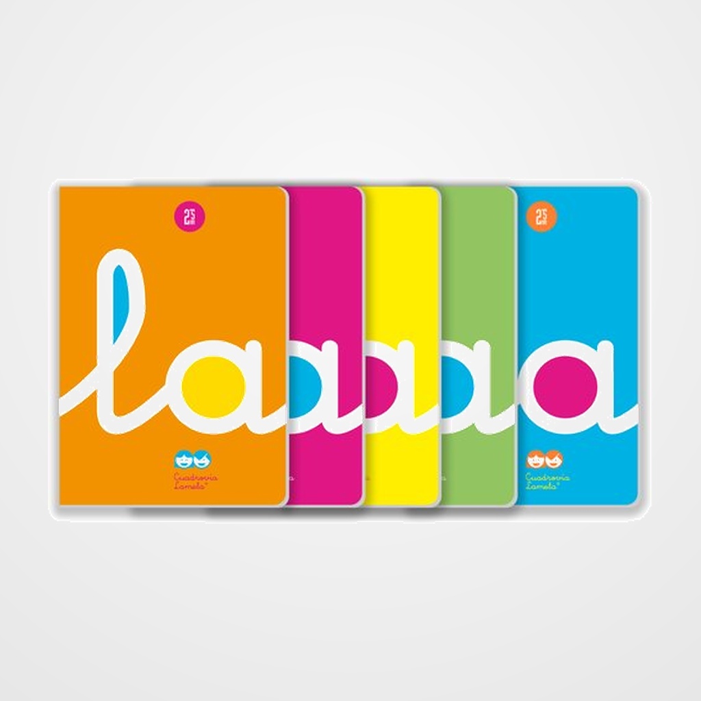 LAMELA LIBRETA GRAPADA tapa POLIPROPILENO A4 50h CUADROVIA 2.5 mm (5 col.fluor surt.)