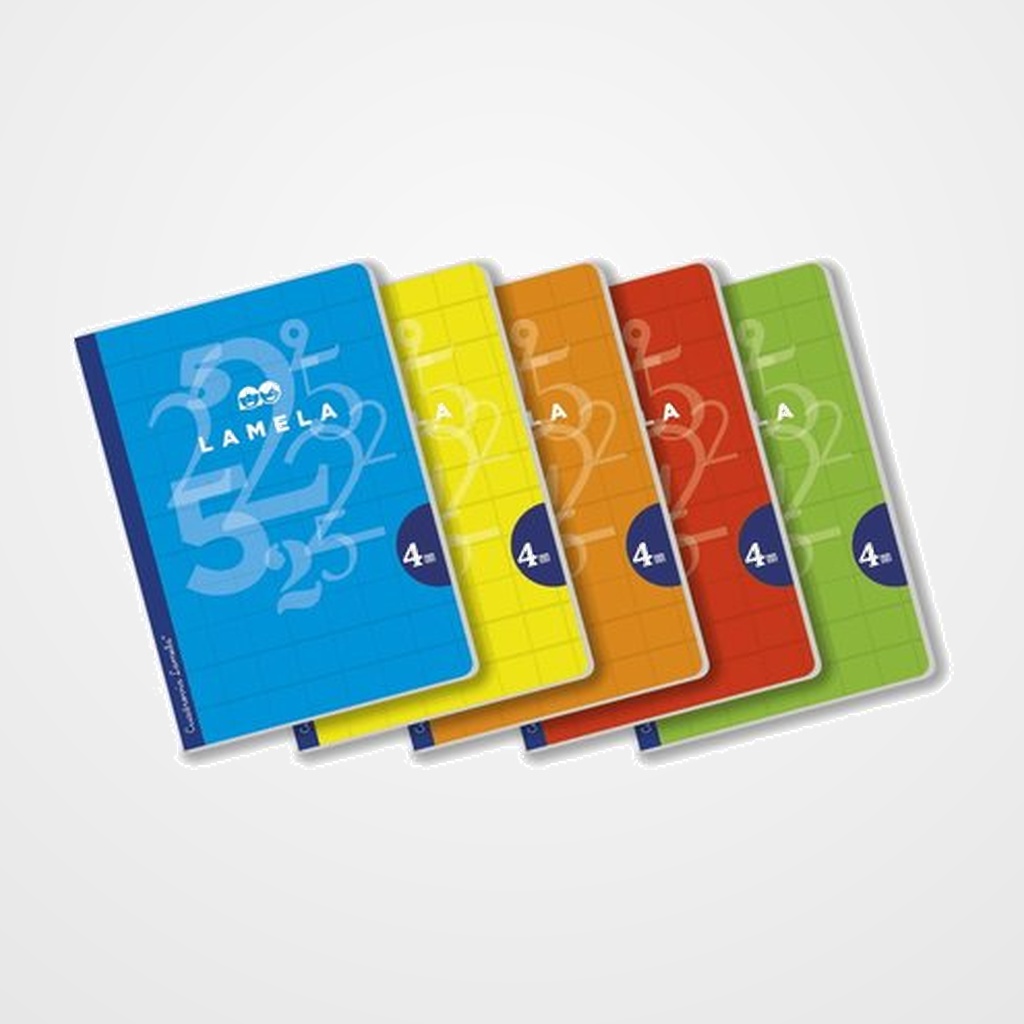 LAMELA LIBRETA GRAPADA 50h A4 CUADROVIA 4 mm SURTIDO PACK DE 5 (5 col.)