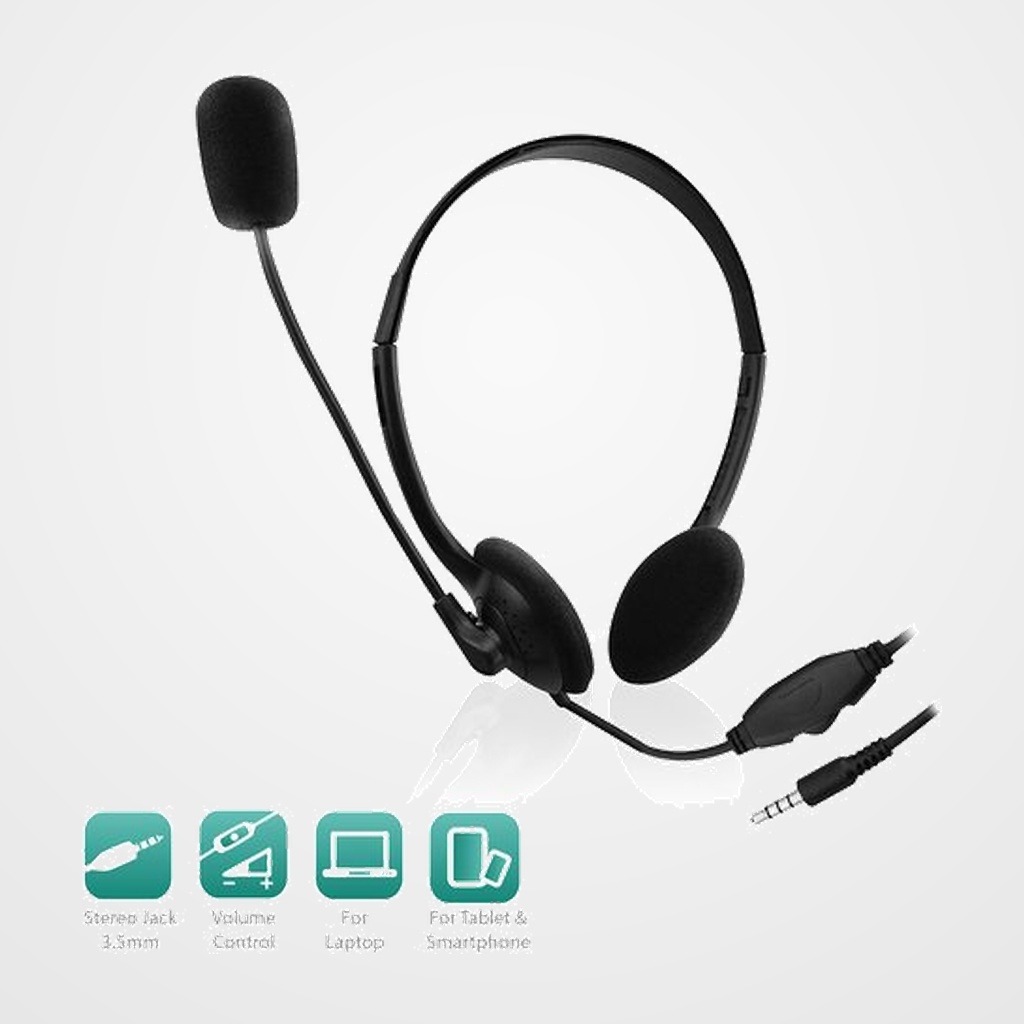 AURICULARES EWENT  EW3567 CON MICROFONO Y CONTROL VOLUMEN NEGRO