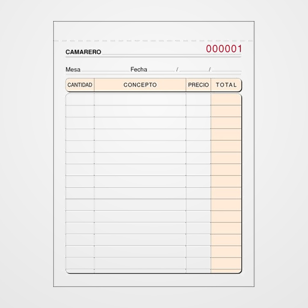 TALONARIO CAMAREROS 8º NATURAL LOAN