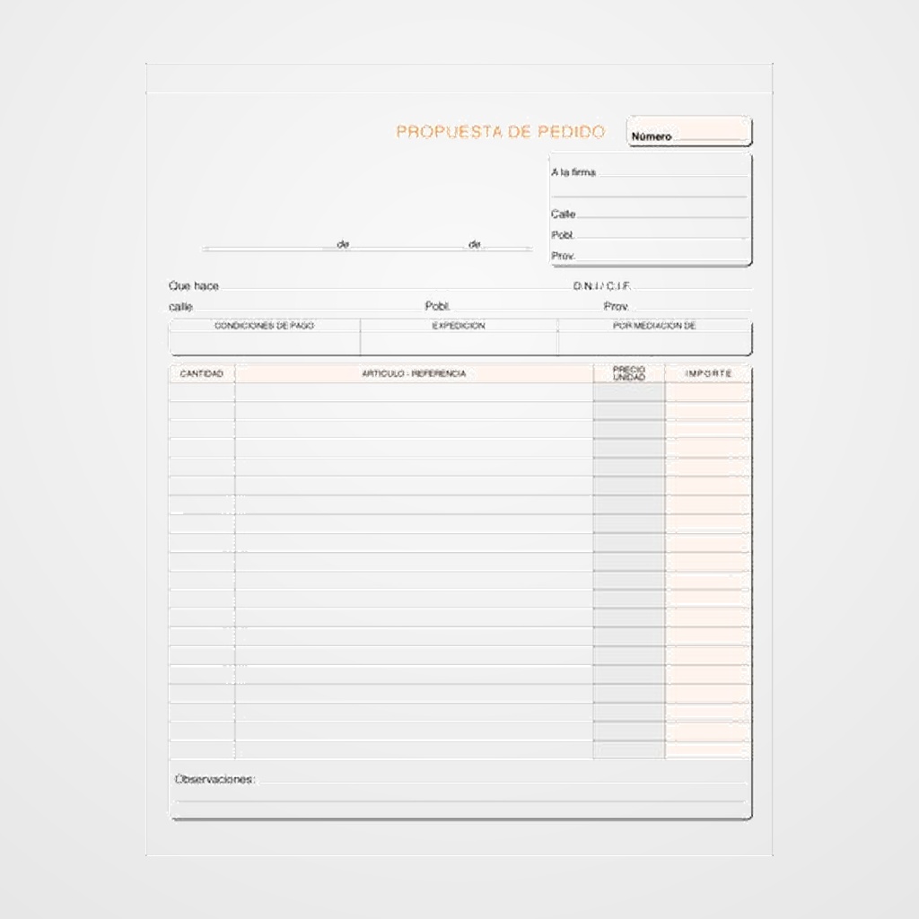 TALONARIO PEDIDOS HOLANDESA DUPLI LOAN