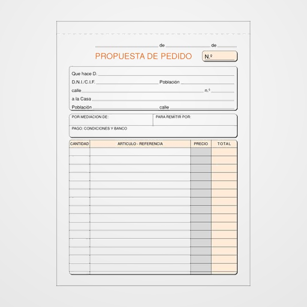 TALONARIO PEDIDOS 4º NATURAL LOAN