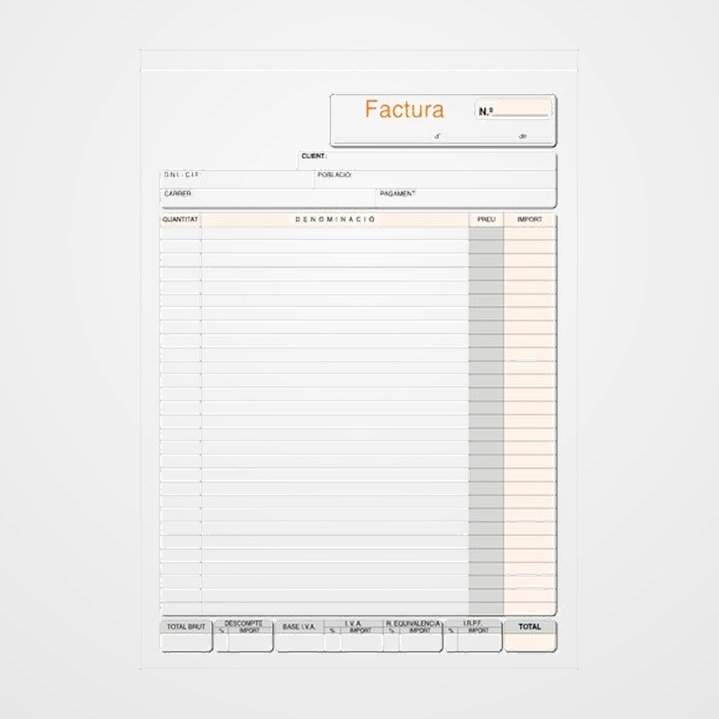 TALONARIO CATALAN FACTURAS Fº NATU DUPLI LOAN