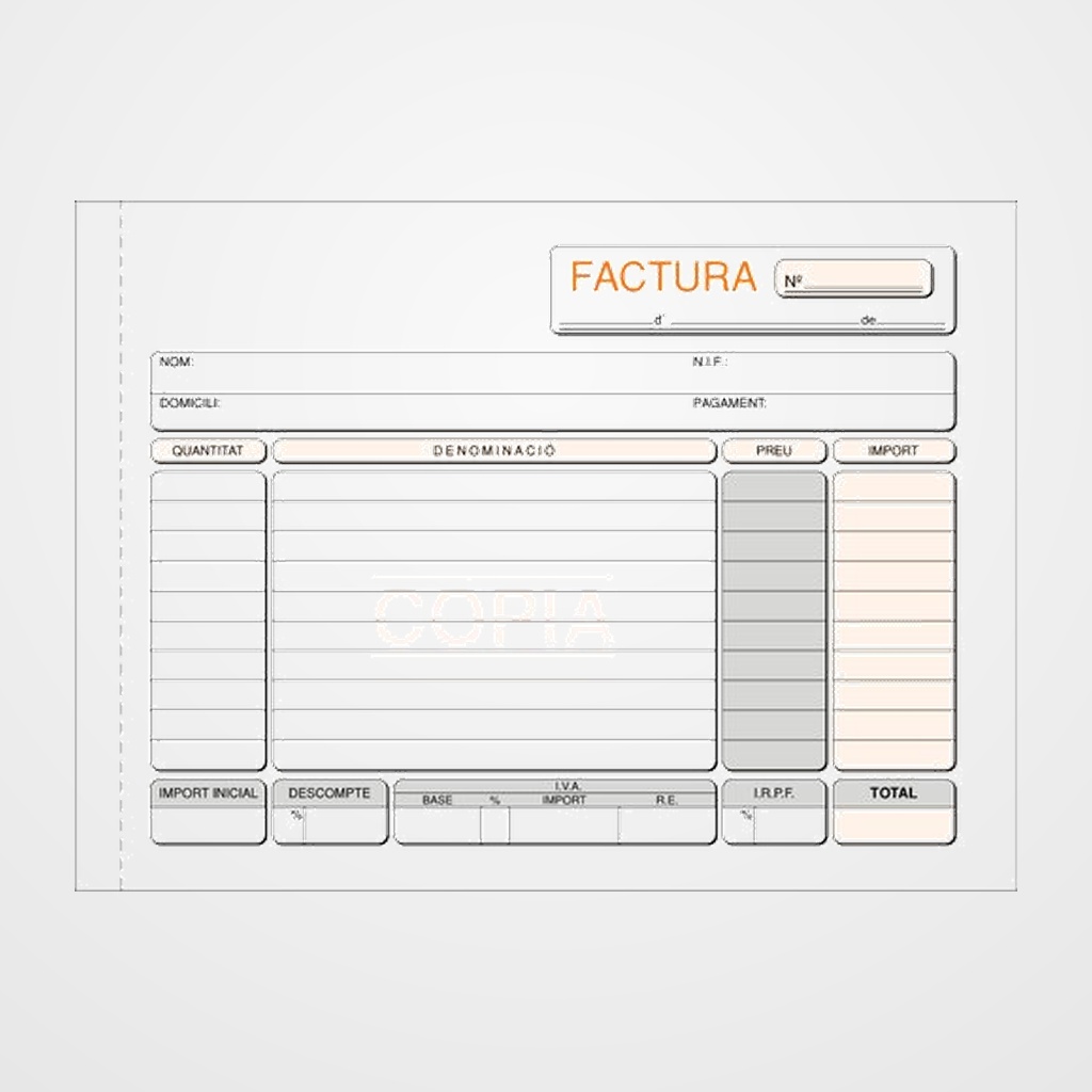 TALONARIO CATALAN FACTURAS 4º APDO TRIPLI LOAN
