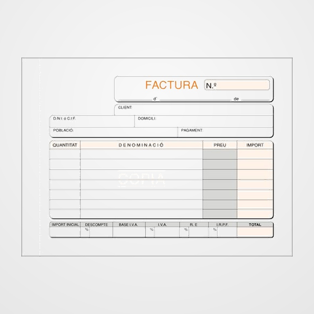 TALONARIO CATALAN FACTURAS 8º APDO DUPLI LOAN