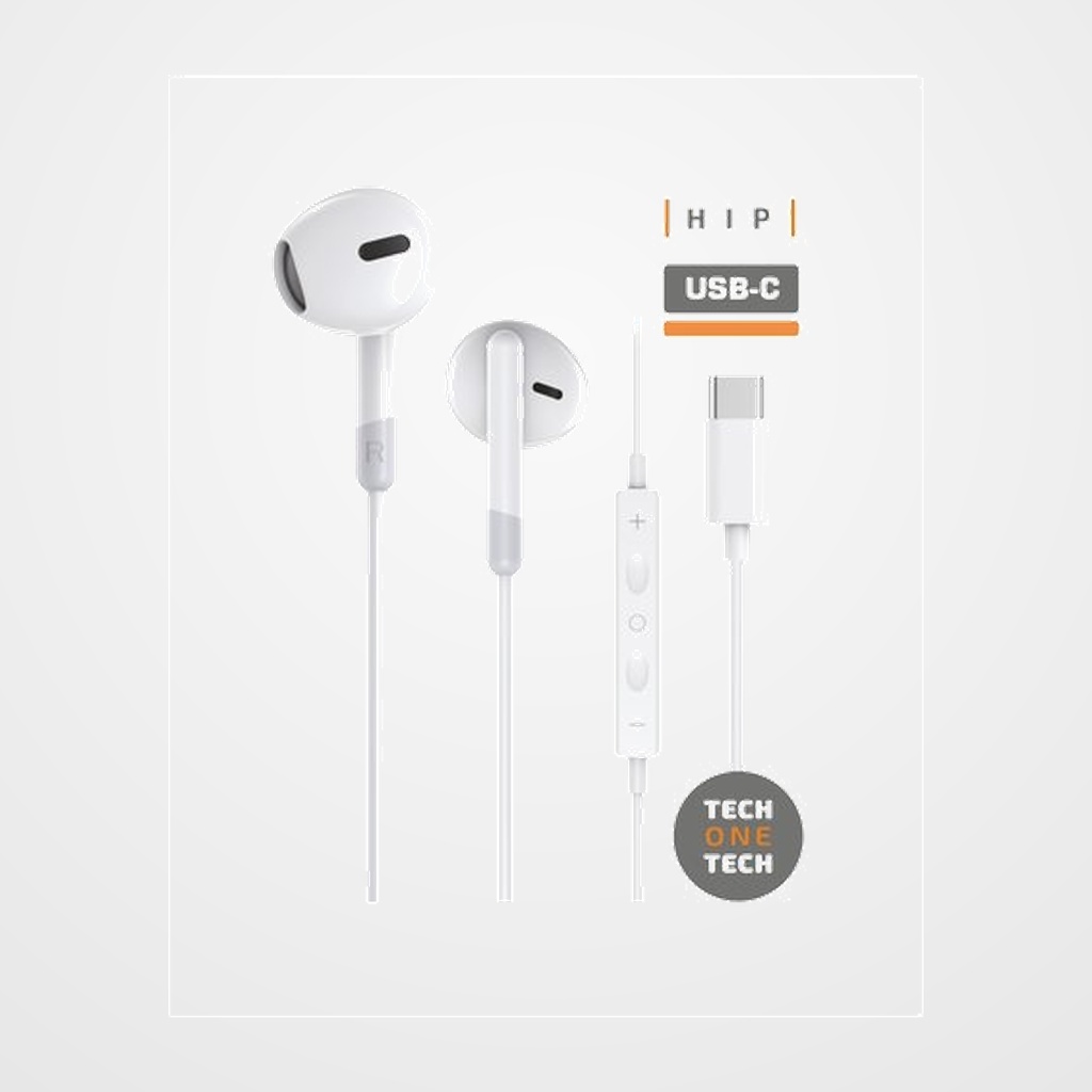 [42502396] AURICULARES TECH-ONE-TECH HOP DE BOTON CON CONECTOR USB-C MICROFONO INTEGRADO BLANCO