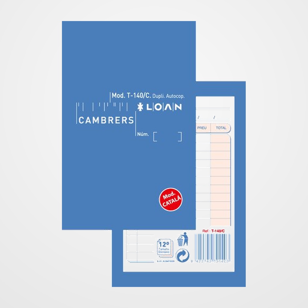 TALONARIO CATALAN CAMAREROS BOLSILLO DUPLI LOAN