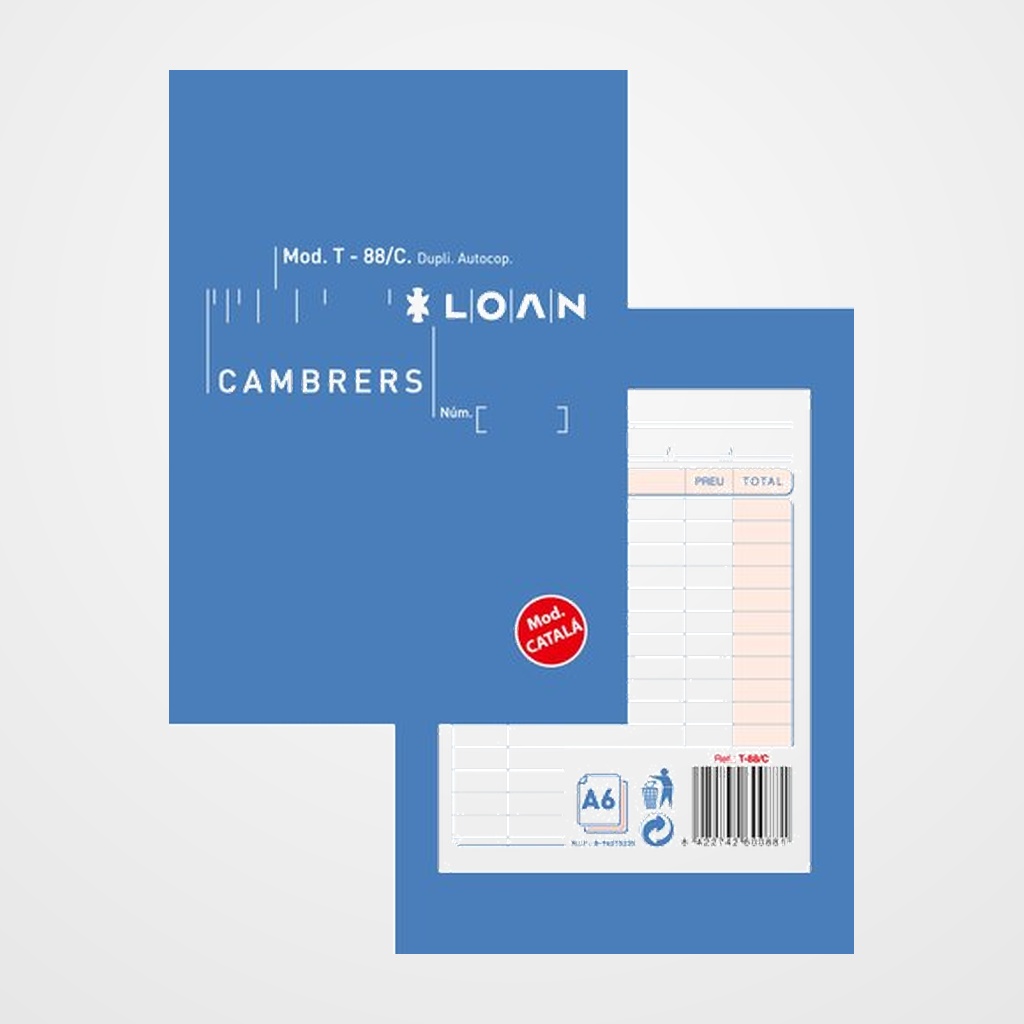 TALONARIO CATALAN CAMAREROS 8º DUPLICADO LOAN