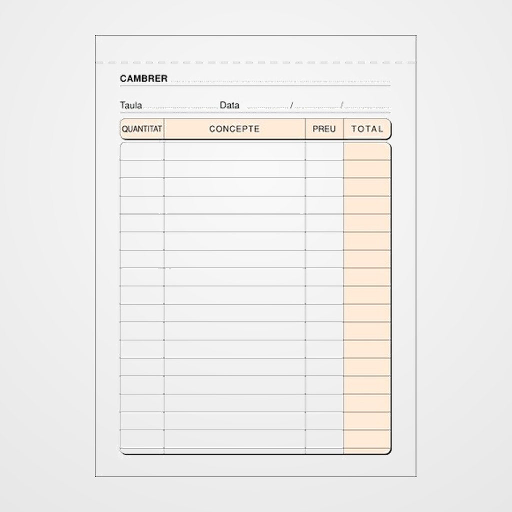 TALONARIO CATALAN CAMAREROS 8º NATURAL LOAN