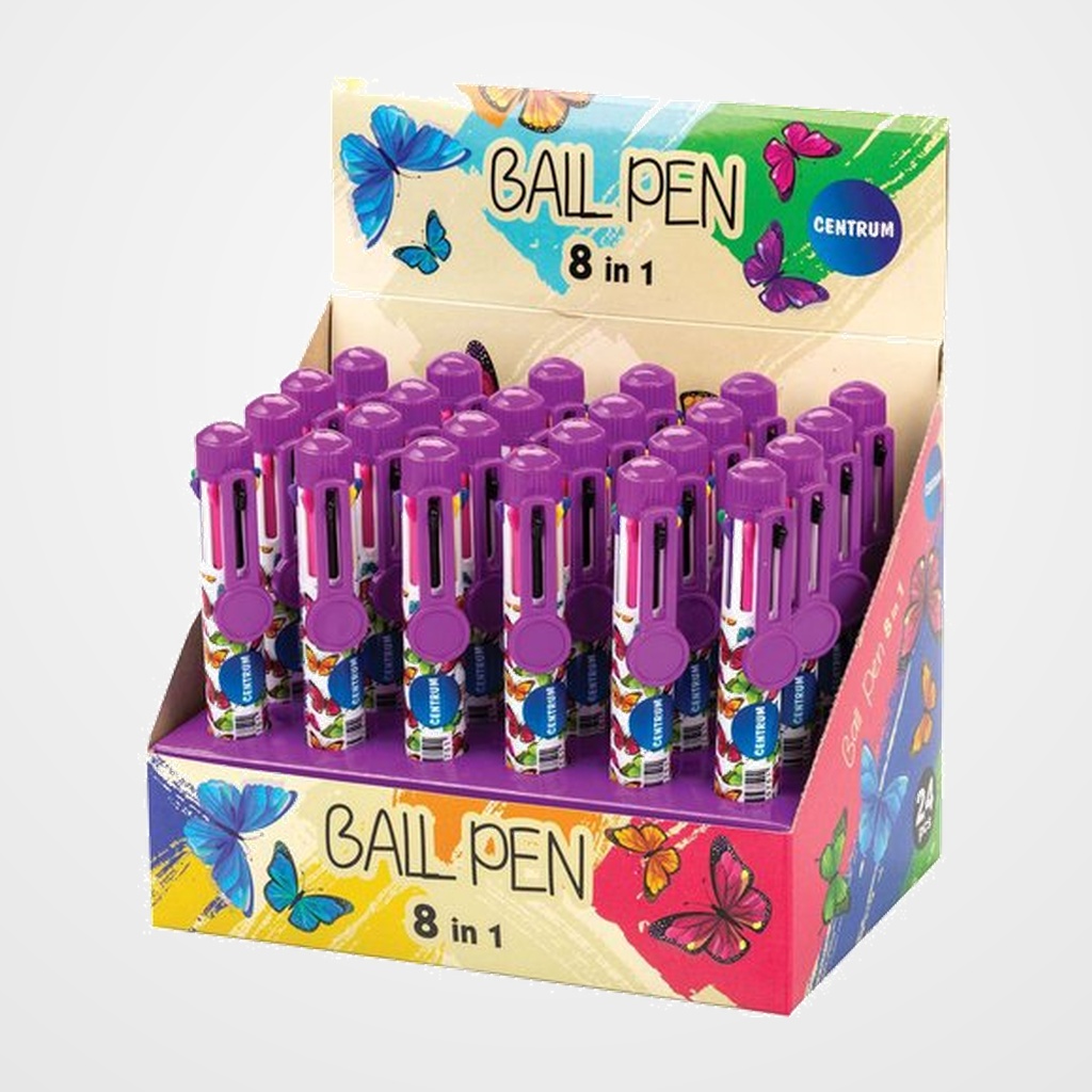 BOLIGRAFO CENTRUM 8 COLORES BUTTERFLY EXPOSITOR de 24