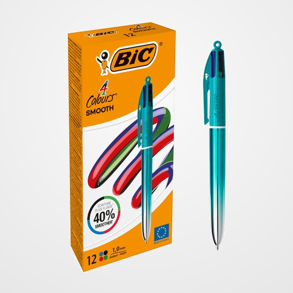 [10103153] BOLIGRAFO de 4 COLORES BIC SMOOTH GRADIENT CELESTE