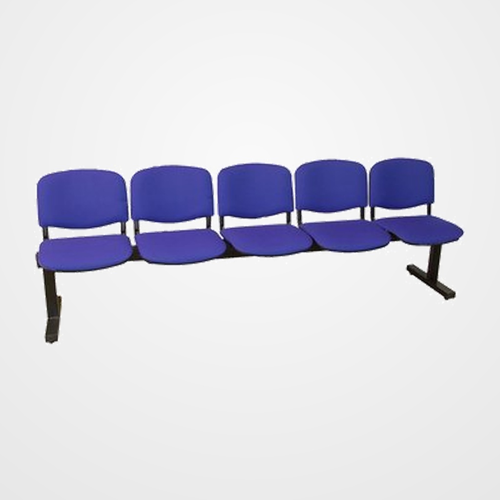 BANCADA PIQUERAS Y CRESPO MASEGOSO 5 PLAZAS DISEÑO ROBUSTO PATAS CON TOPES REGULADORES ASIENTO Y RESPALDO TAPIZADO ARAN AZUL