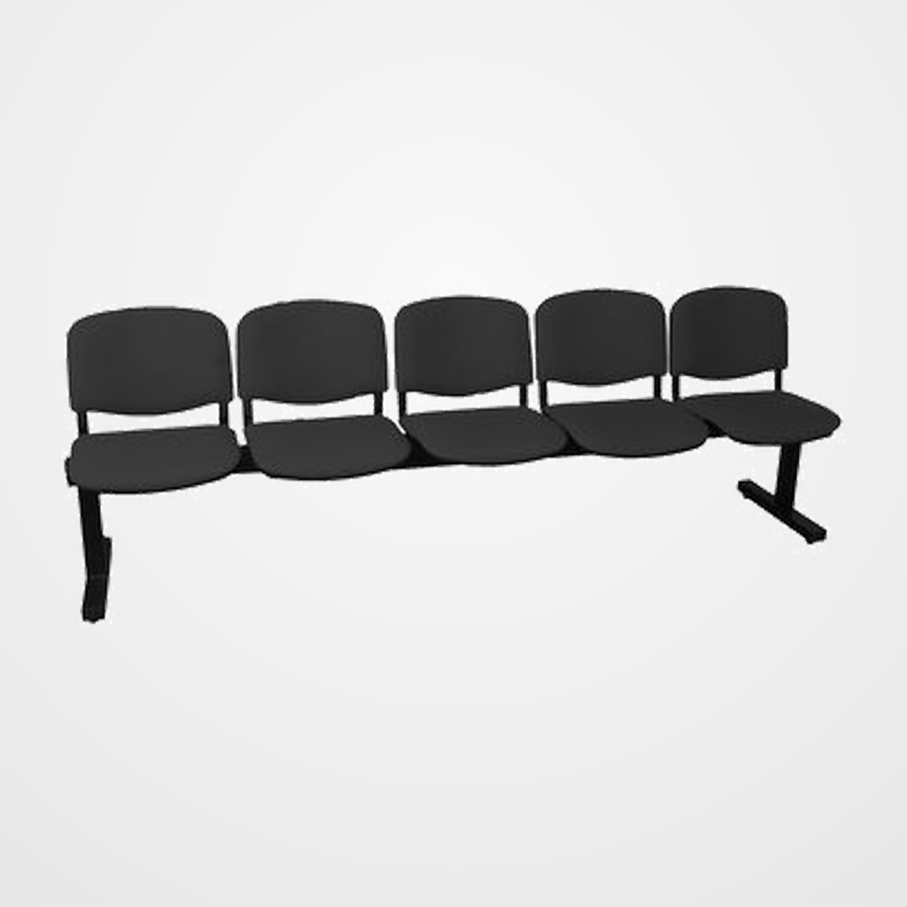 BANCADA PIQUERAS Y CRESPO MASEGOSO 5 PLAZAS DISEÑO ROBUSTO PATAS CON TOPES REGULADORES ASIENTO Y RESPALDO TAPIZADO ARAN NEGRO