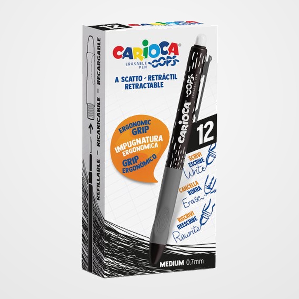 BOLIGRAFO CARIOCA OOPS RETRACTIL BORRABLE NEGRO