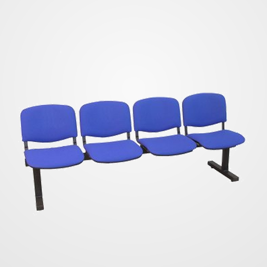 BANCADA PIQUERAS Y CRESPO VILLATOYA 4 PLAZAS DISEÑO ROBUSTO PATAS CON TOPES REGULADORES ASIENTO Y RESPALDO TAPIZADO ARAN AZUL